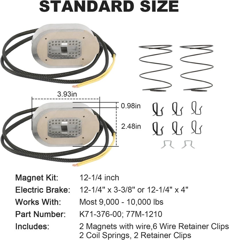 RALZAOTO 12-1/4" Electric Trailer Brake Magnet Kit Fits 10,000 lbs Axles for 12-1/4''x3-3/8'' Electric Brakes Assembly with Retainer Clips and Coil Springs - Image 3